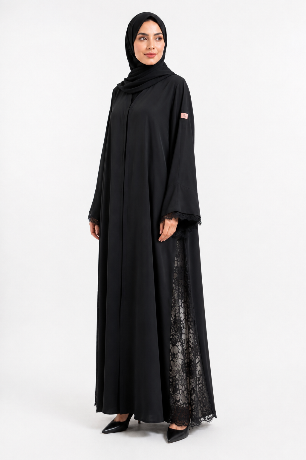 Noir Dentelle Flow Abaya 1004-52
