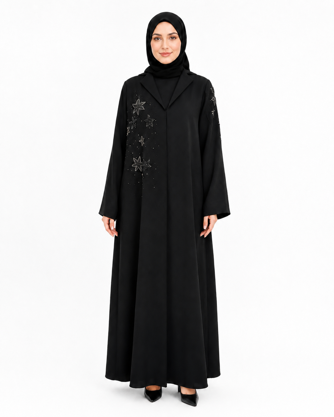 Noir Blossom Blazer Abaya 10041