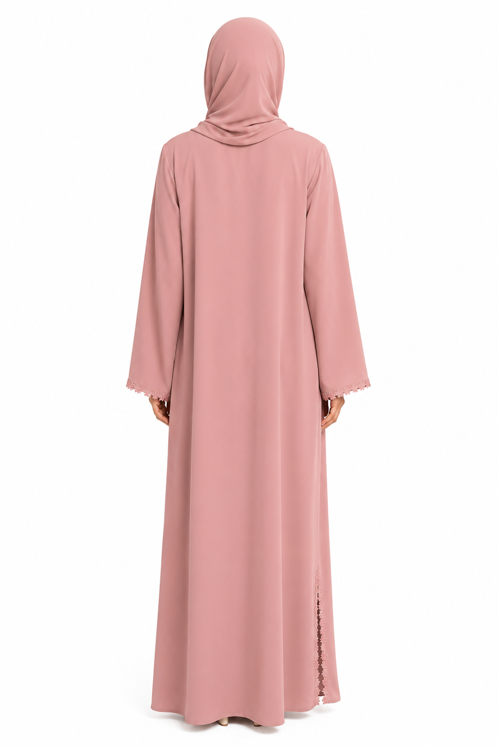 Blush Rosé Dentelle Abaya 1007