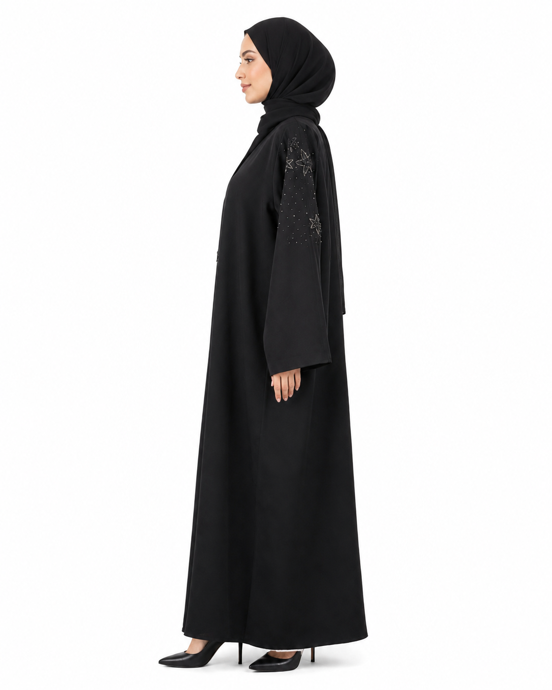 Noir Blossom Blazer Abaya 10041