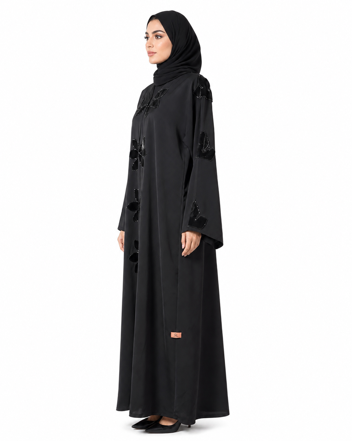 Noir Petal Abaya 10056