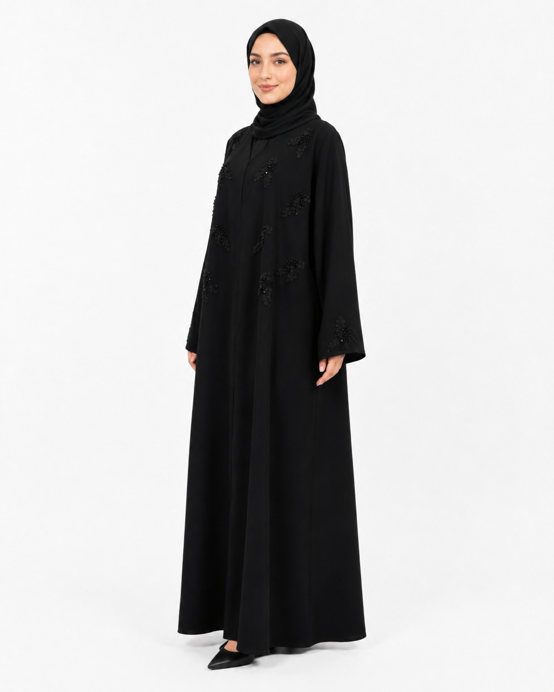Noir Midnight Petal Abaya 10077