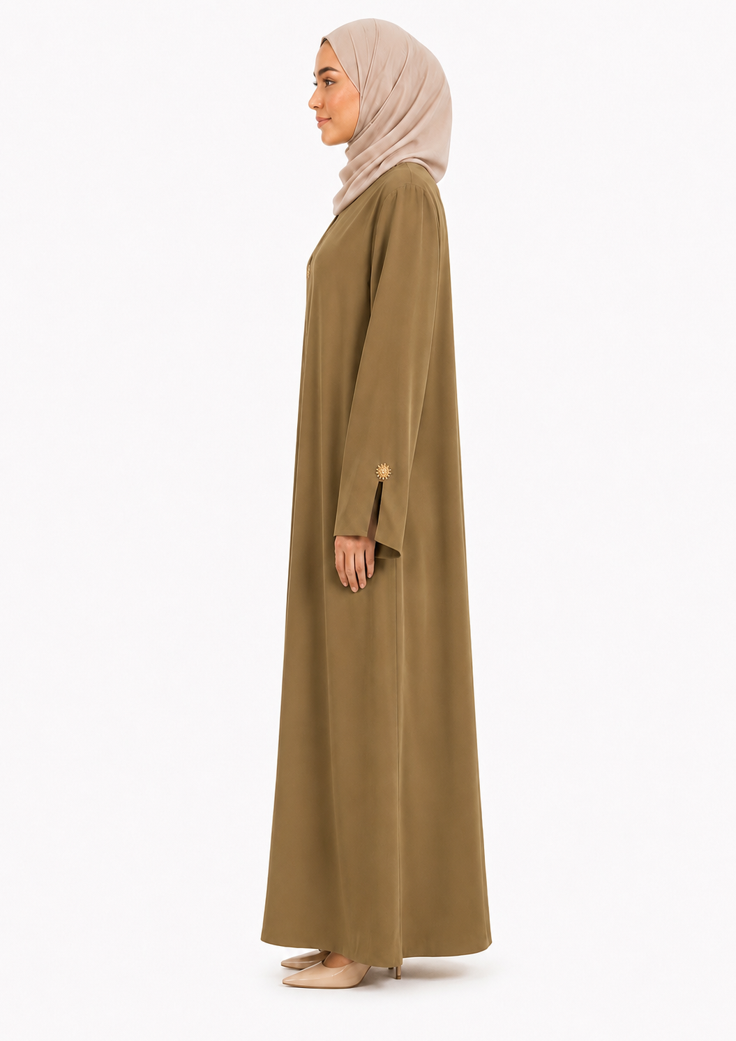 Antique Olive Elegance Abaya 10039