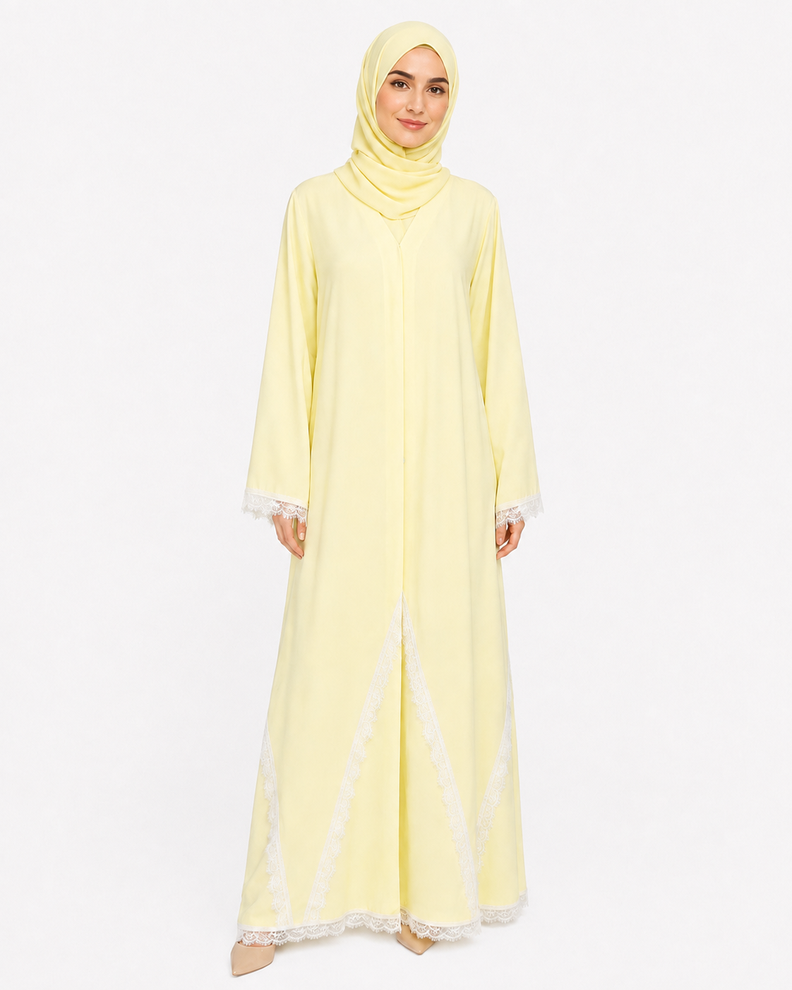Lemon Dentelle Abaya 10038
