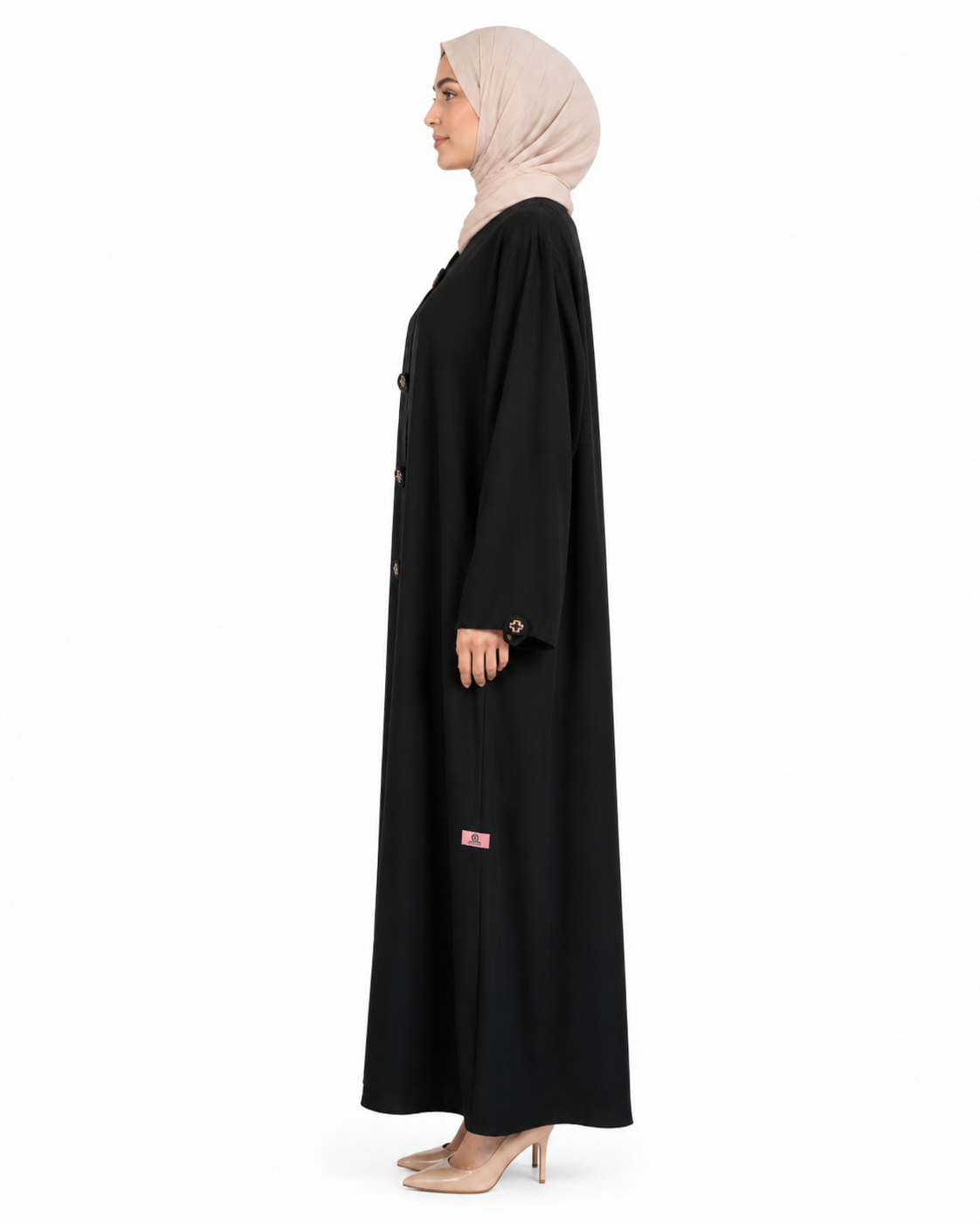 Noir Fleur Button Abaya 10016-46