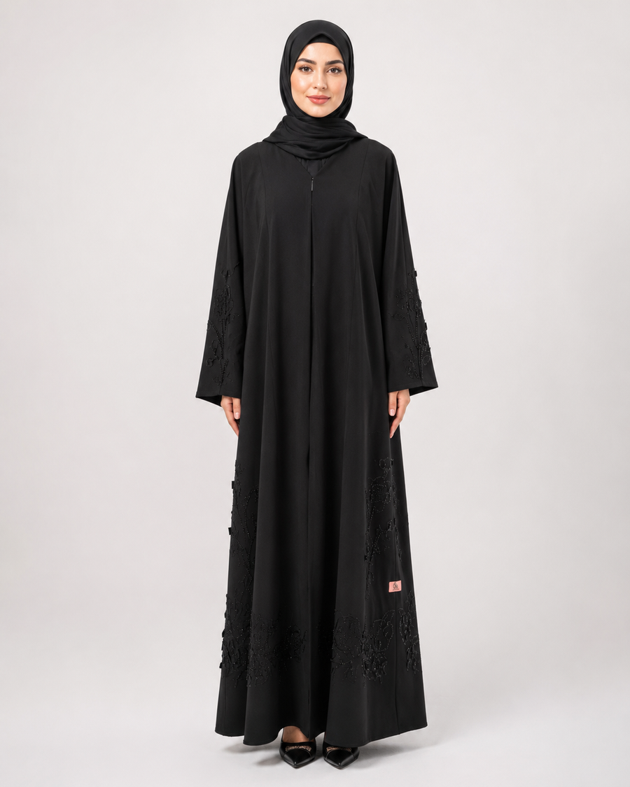 Noir Shadow Bloom Abaya 10080