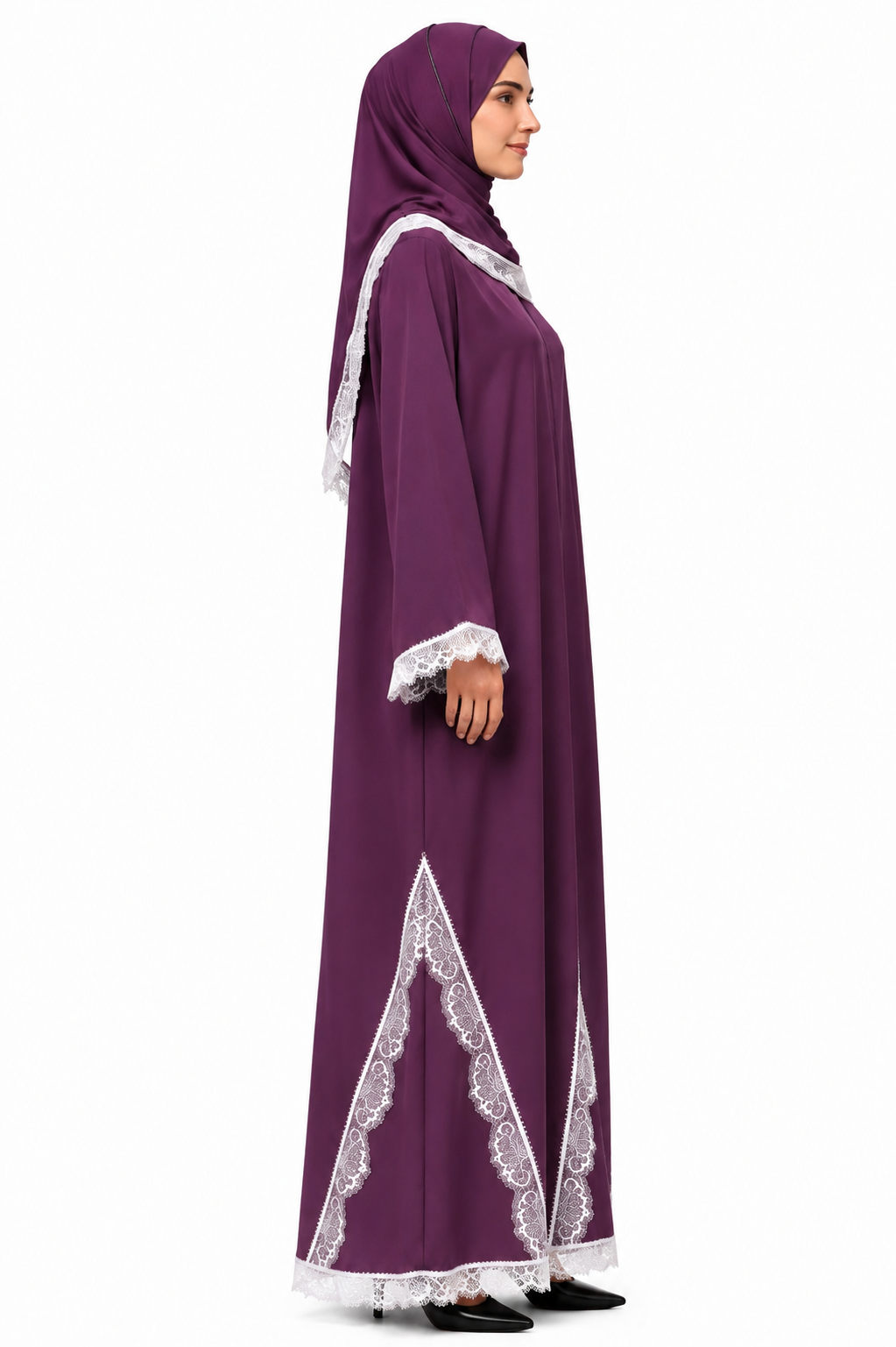Orchid Pearl Dentelle Abaya 10012