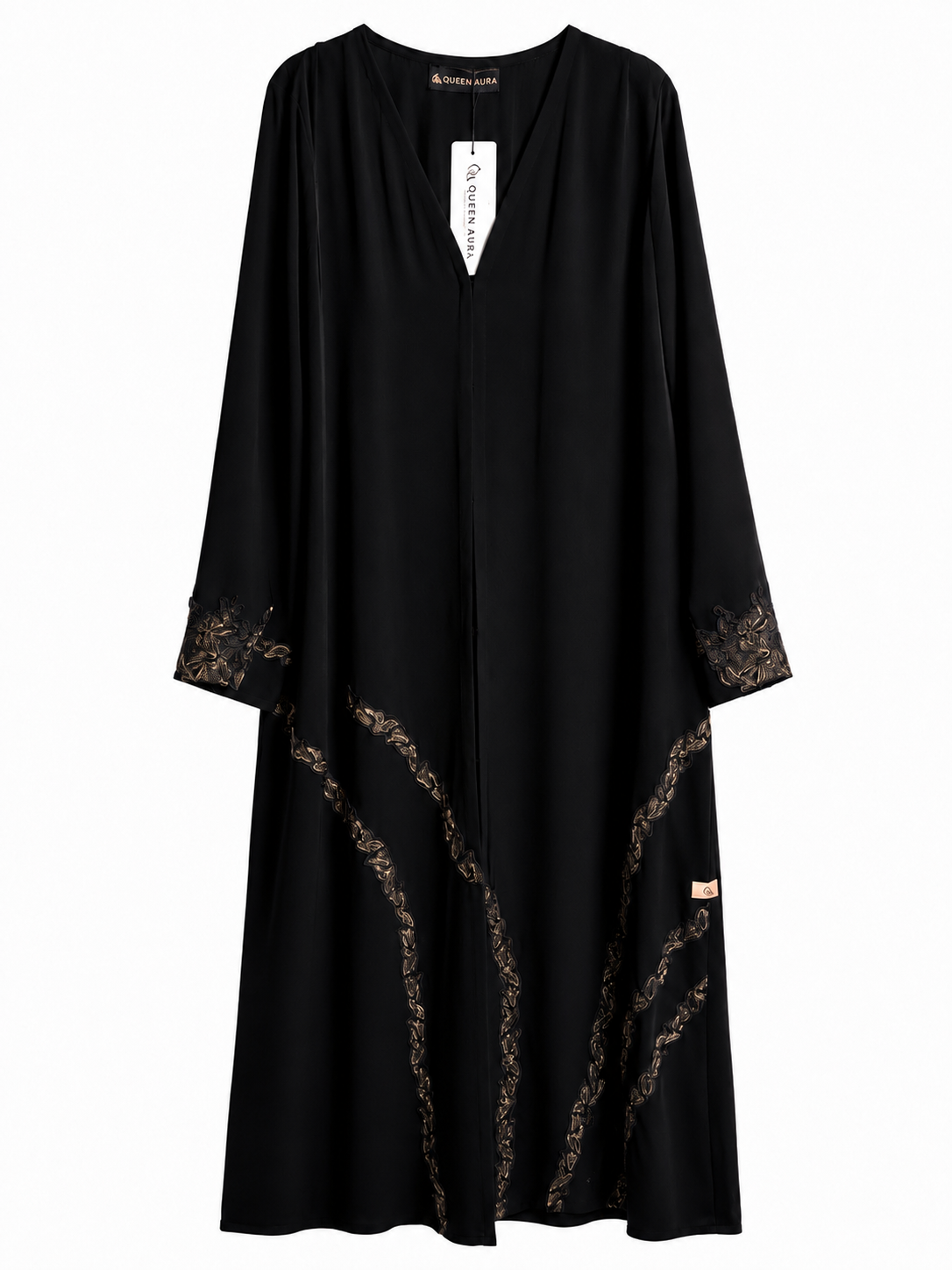 Noir Dentelle Cascade Abaya 10032
