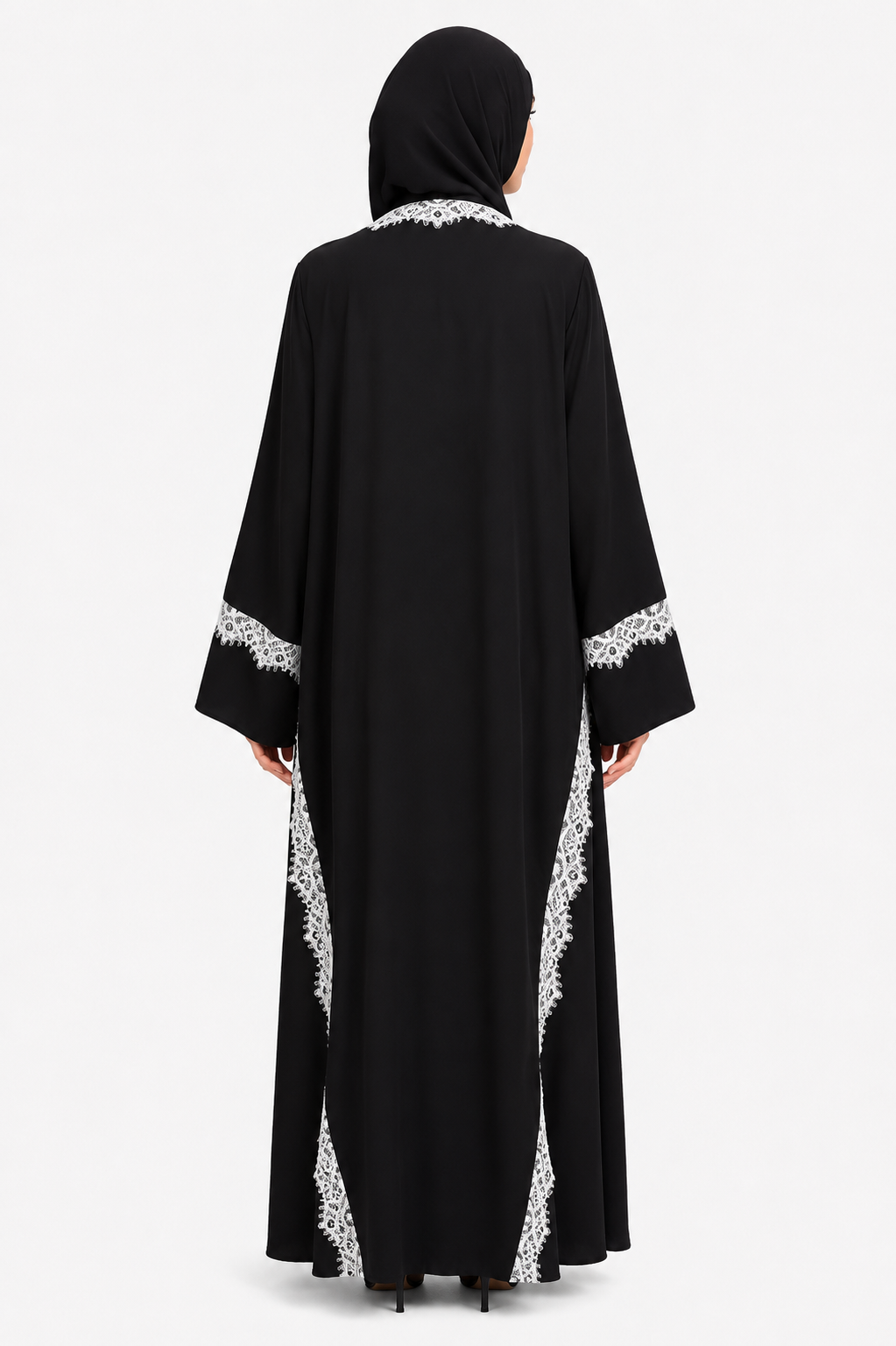 Midnight Ivory Dentelle Abaya 10010