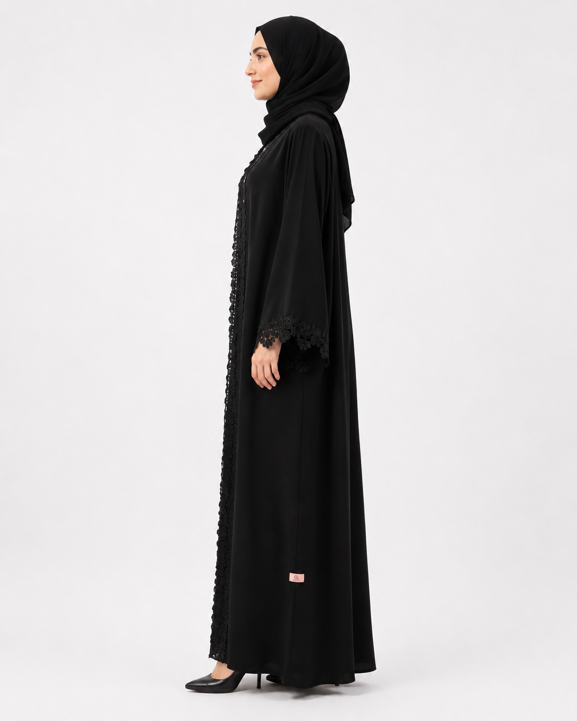 Noir Blossom Dentelle Abaya 10049