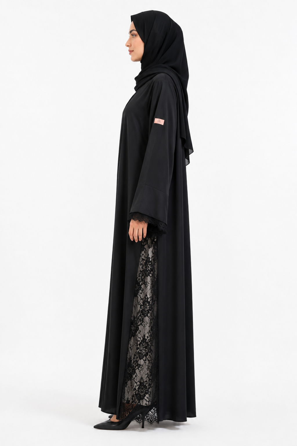 Noir Dentelle Flow Abaya 1004-52