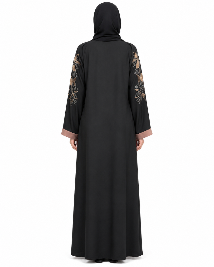 Mocha Bloom Abaya 10029