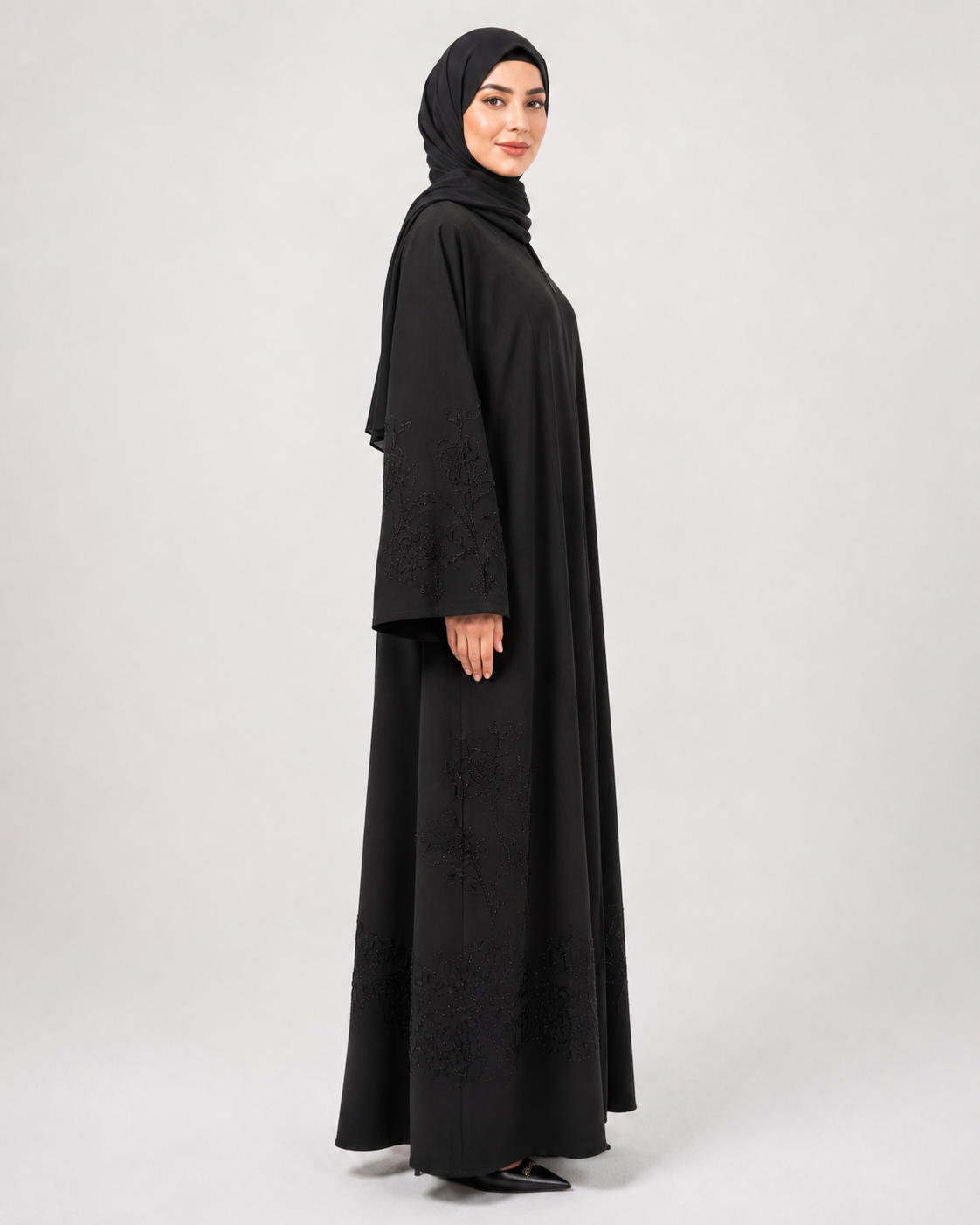 Noir Shadow Bloom Abaya 10080