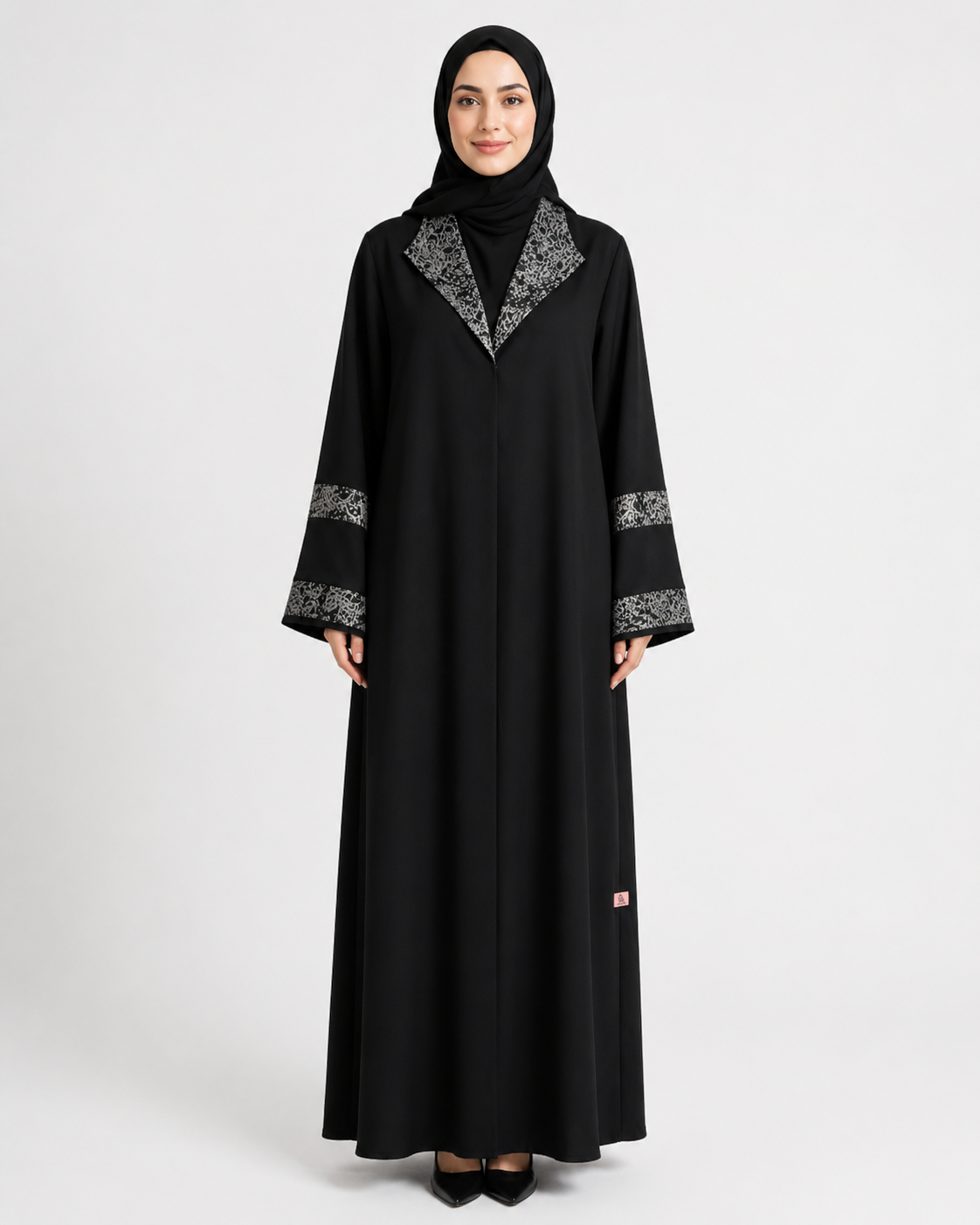 Noir Silver Prestige Abaya 10081