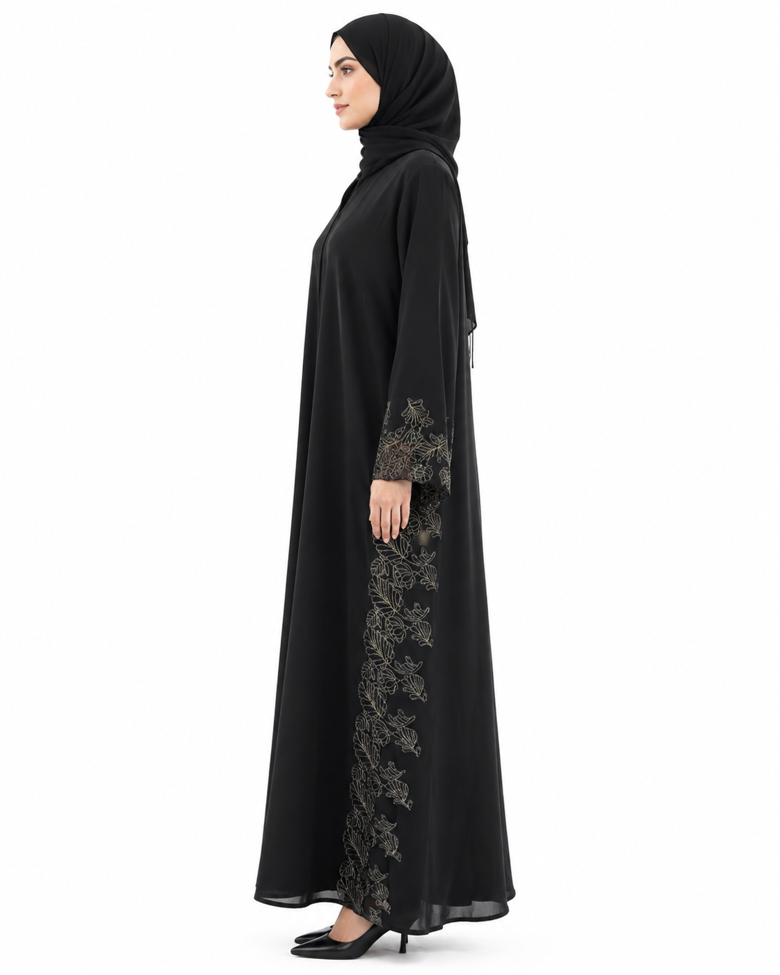 Golden Fleur Dentelle Abaya 10063