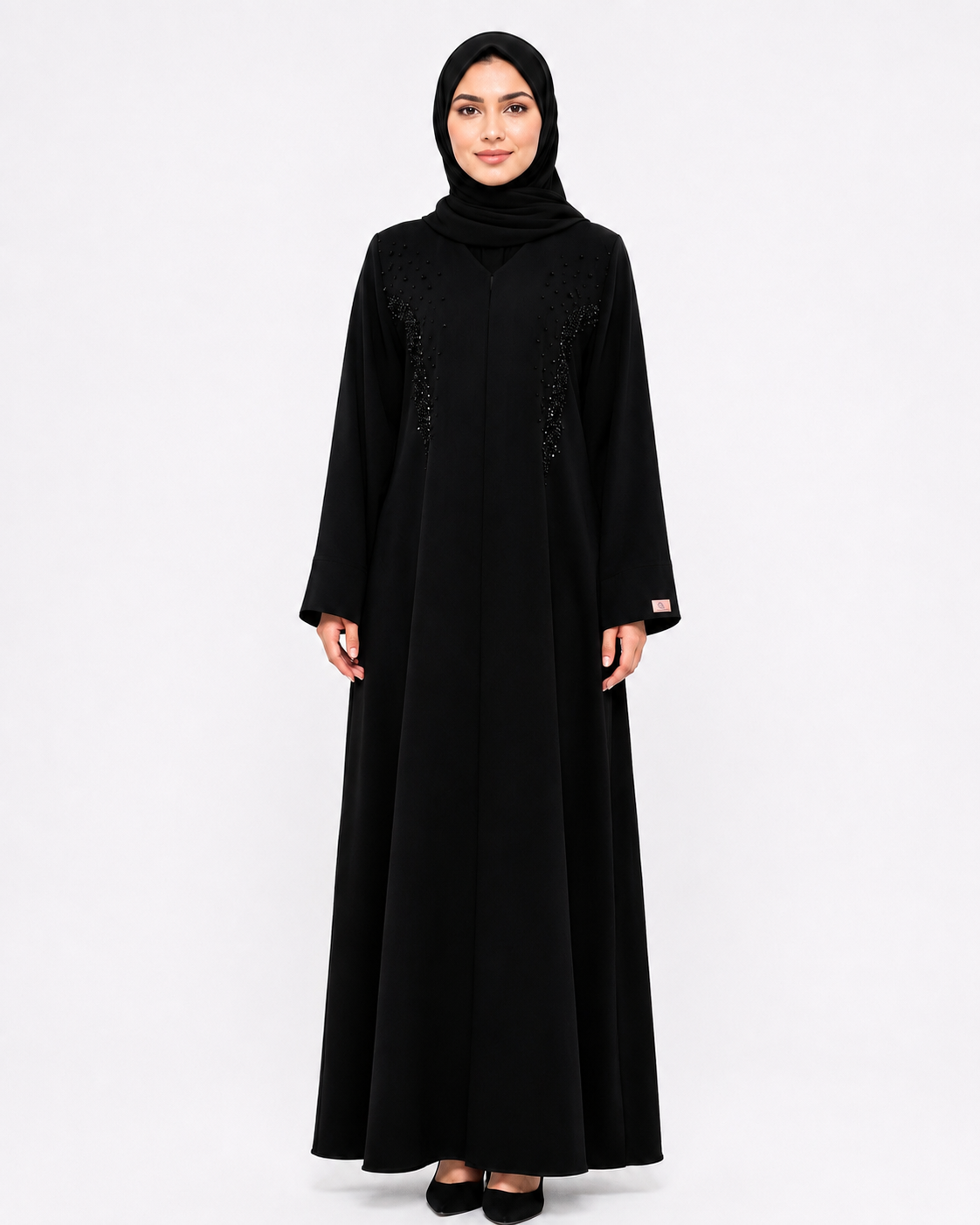 Noir Crystal Wave Abaya 10057