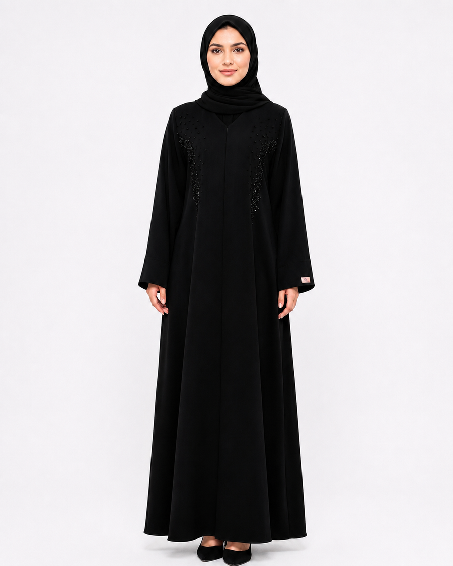 Noir Crystal Wave Abaya 10057