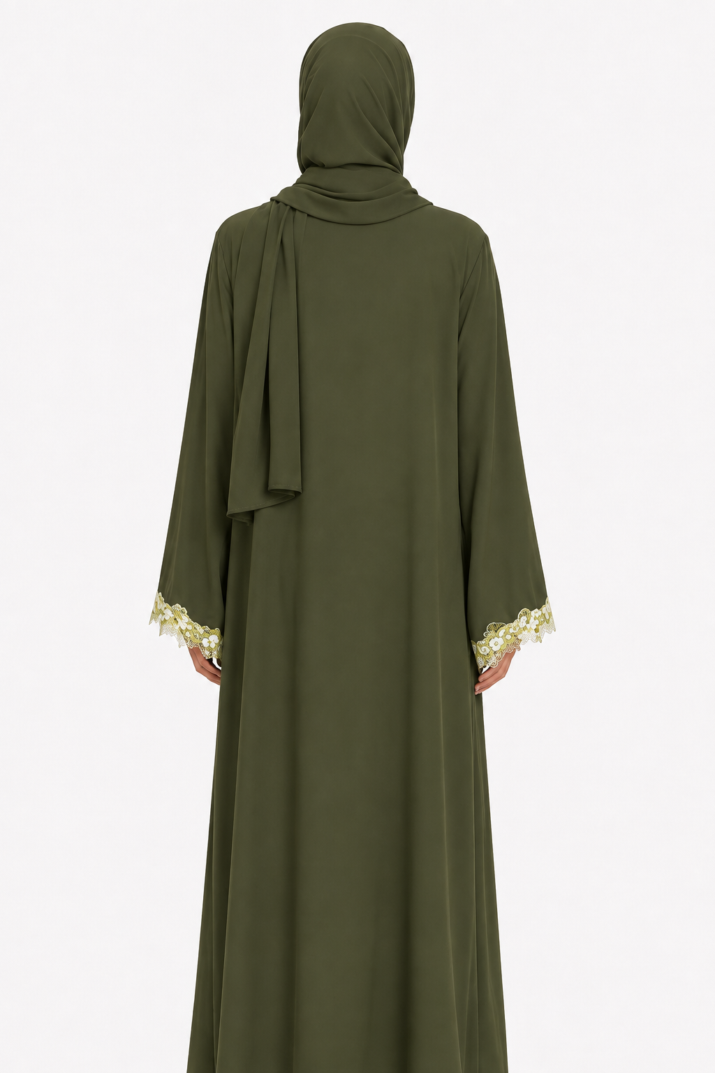 Olive Blossom Dentelle Abaya 10036