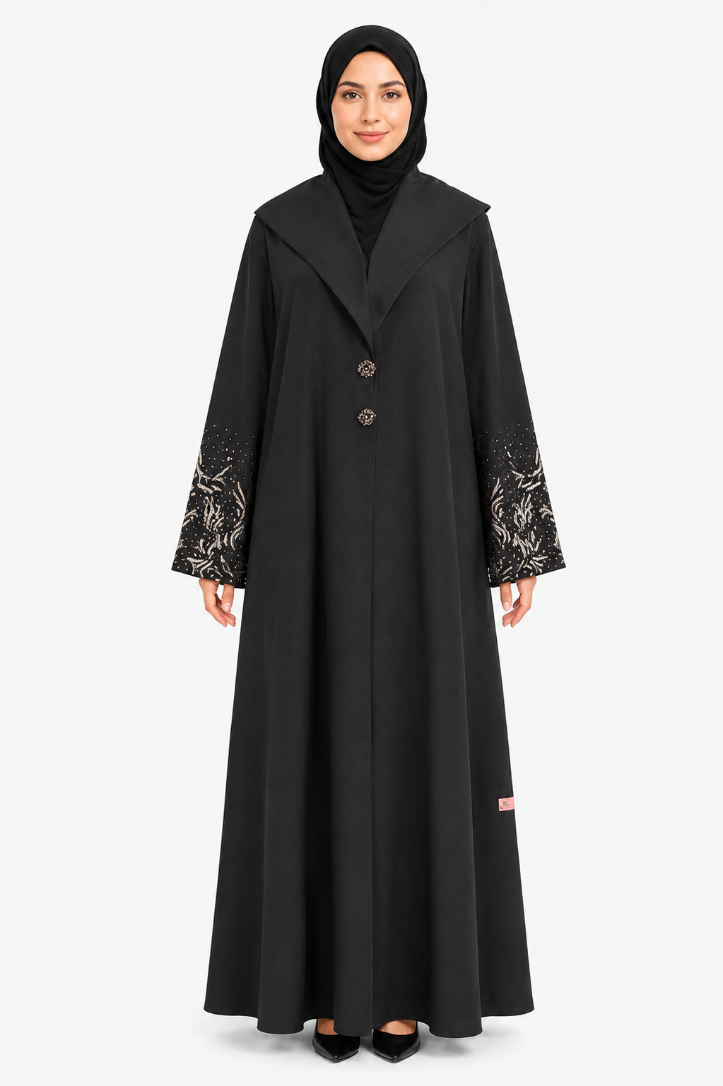 Noir Golden Fern Abaya 10025