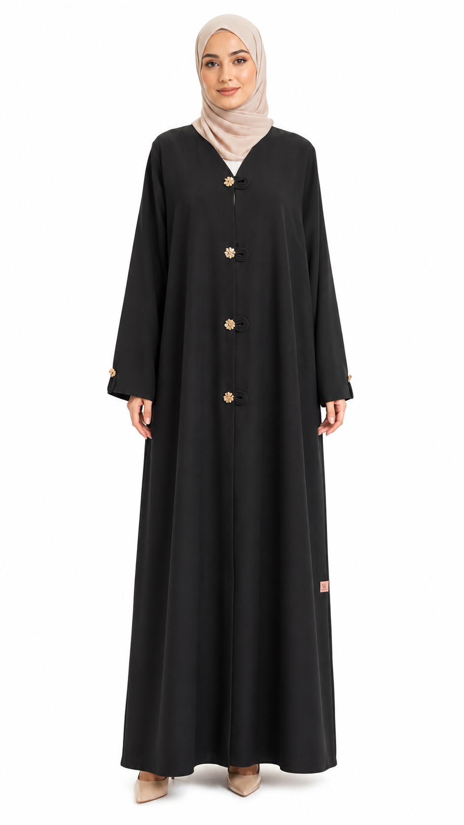 Noir Fleur Button Abaya 10016-46