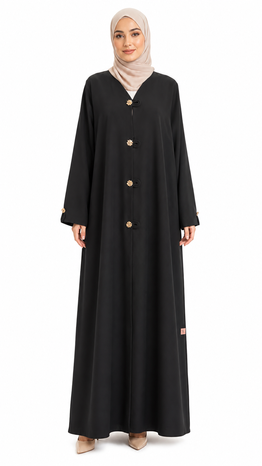 Noir Fleur Button Abaya 10016-46