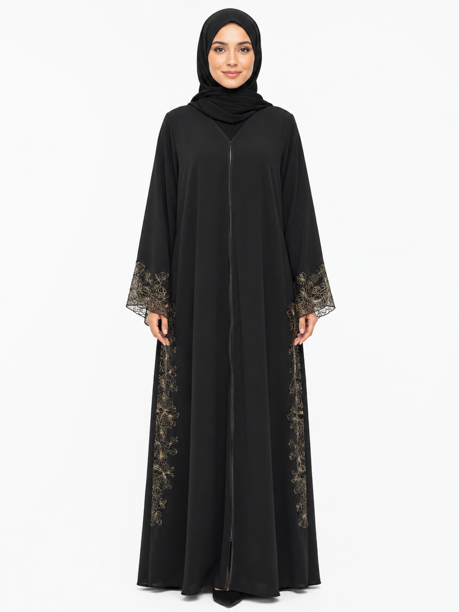 Golden Fleur Dentelle Abaya 10063