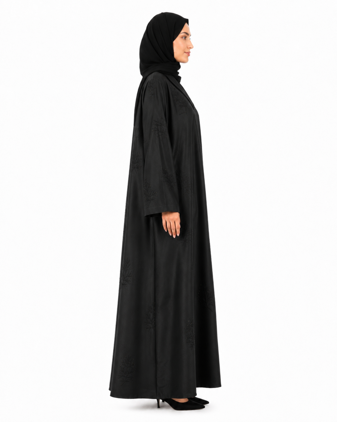 Noir Leaf Elegance Abaya 10022