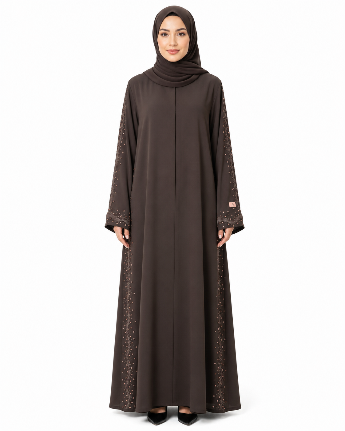 Mocha Ember Crystal Abaya 10066
