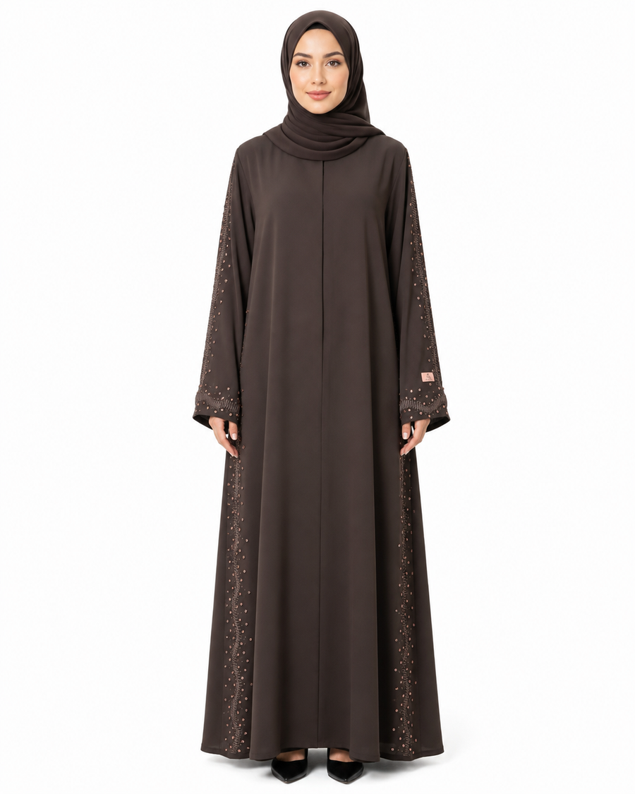 Mocha Ember Crystal Abaya 10066
