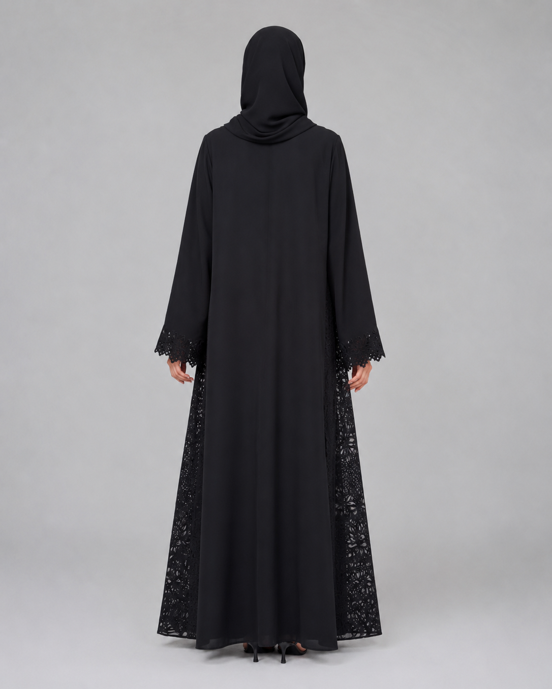 Noir Botanical Dentelle Abaya 10083