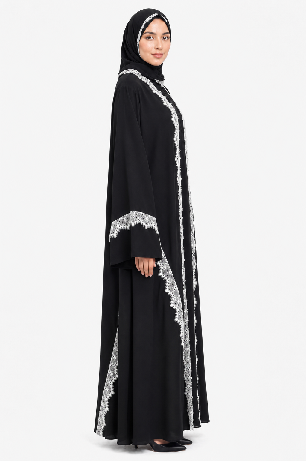 Midnight Ivory Dentelle Abaya 10010