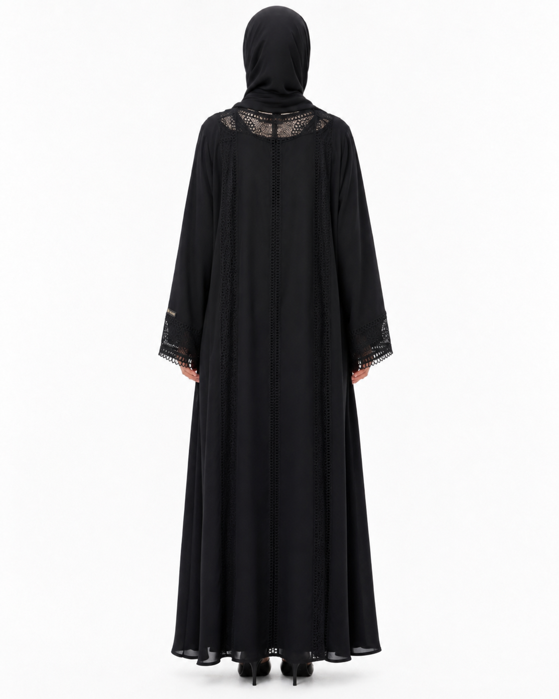Noir Crochet Elegance Abaya 10064