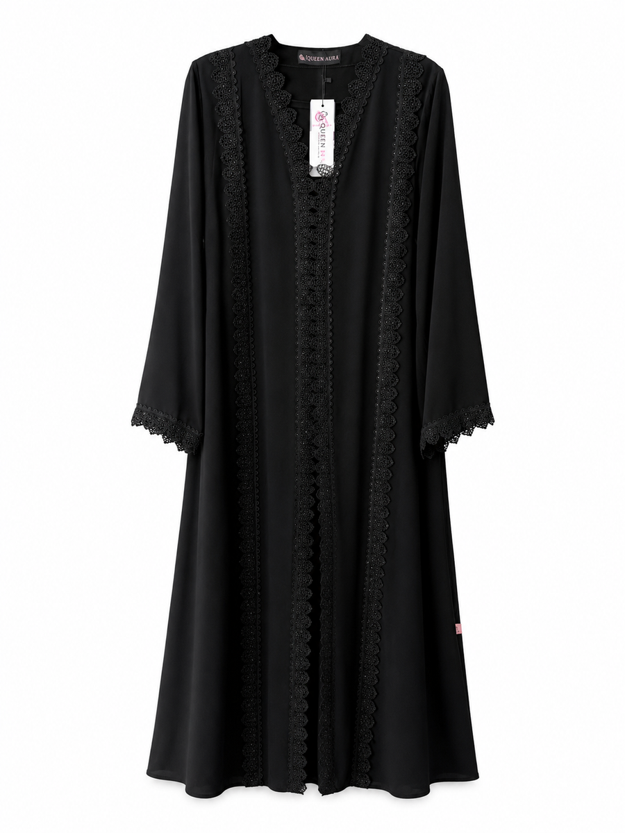 Noir Dentelle Majesty Abaya 10034