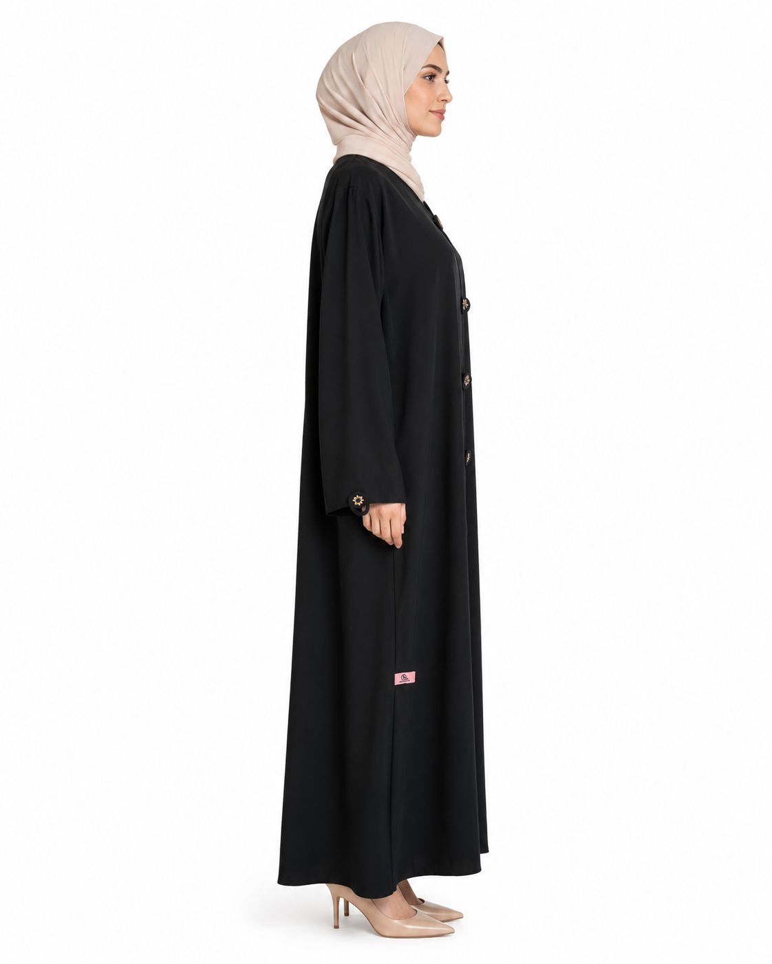 Noir Fleur Button Abaya 10016-46