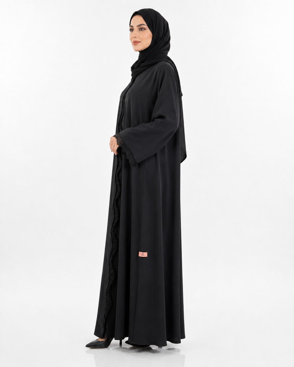 Noir Wave Dentelle Abaya 10050