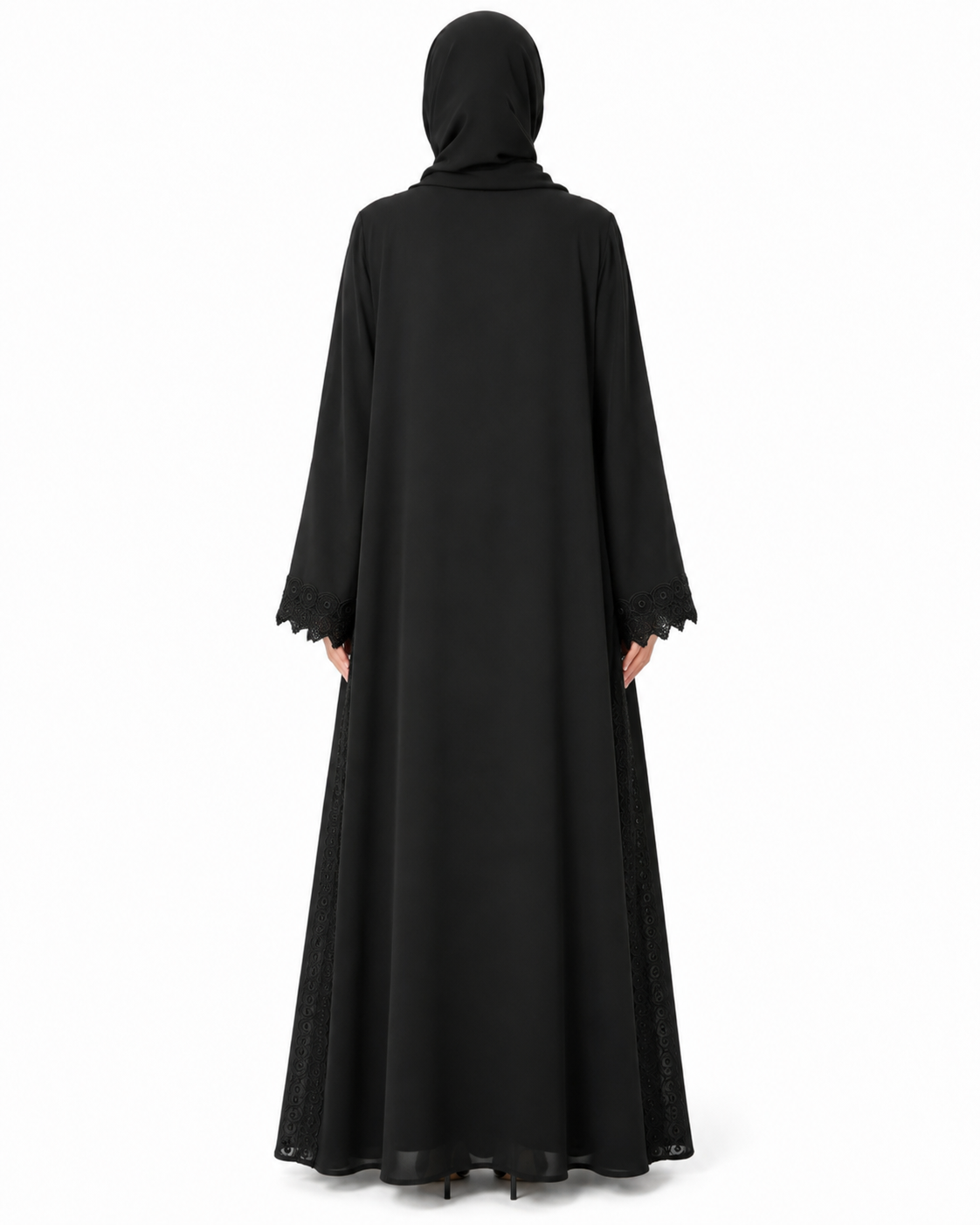 Noir Royale Dentelle Abaya 10055