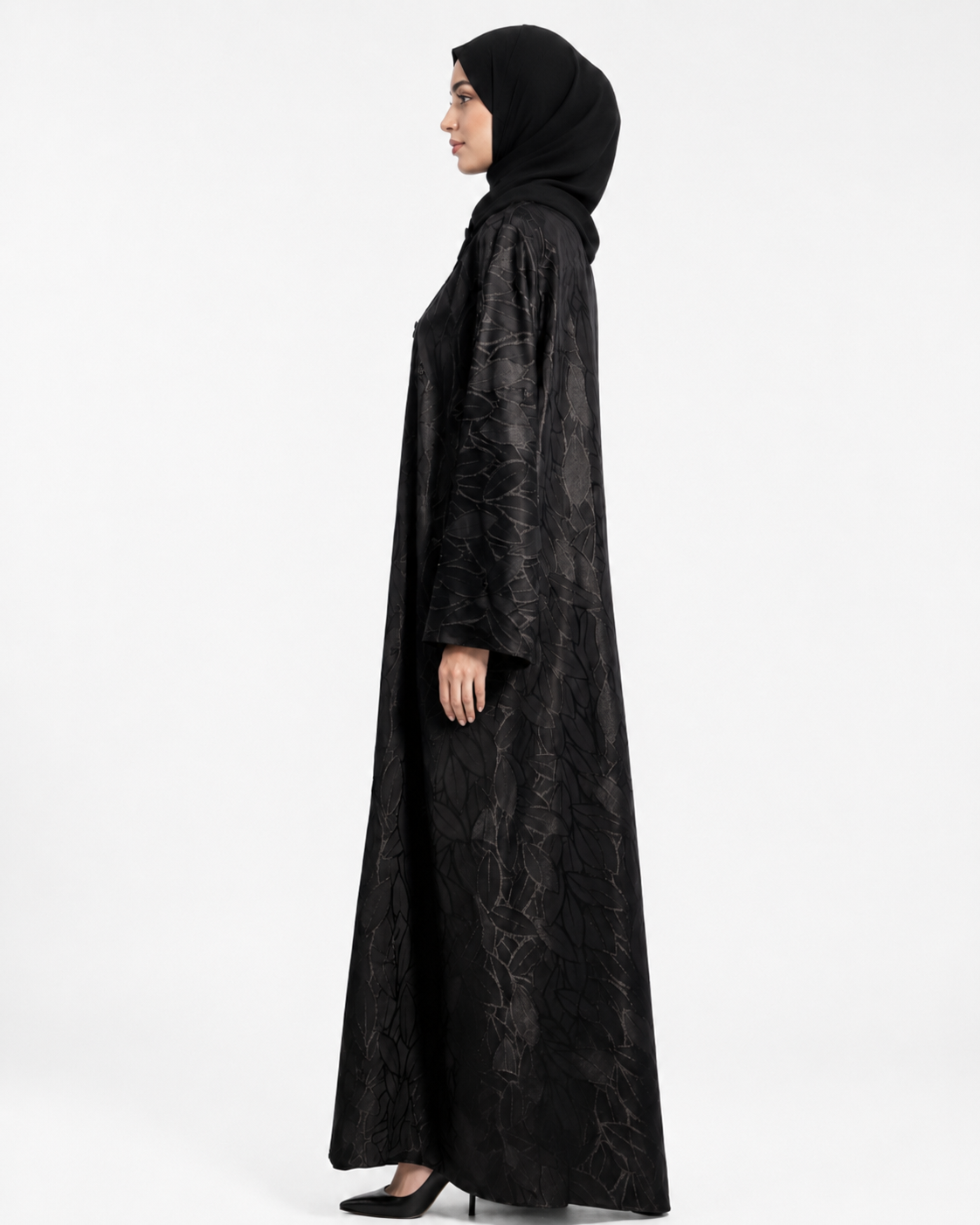 Noir Botanical Abaya 10021
