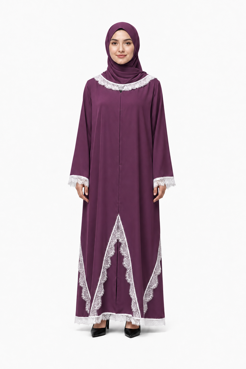 Orchid Pearl Dentelle Abaya 10012