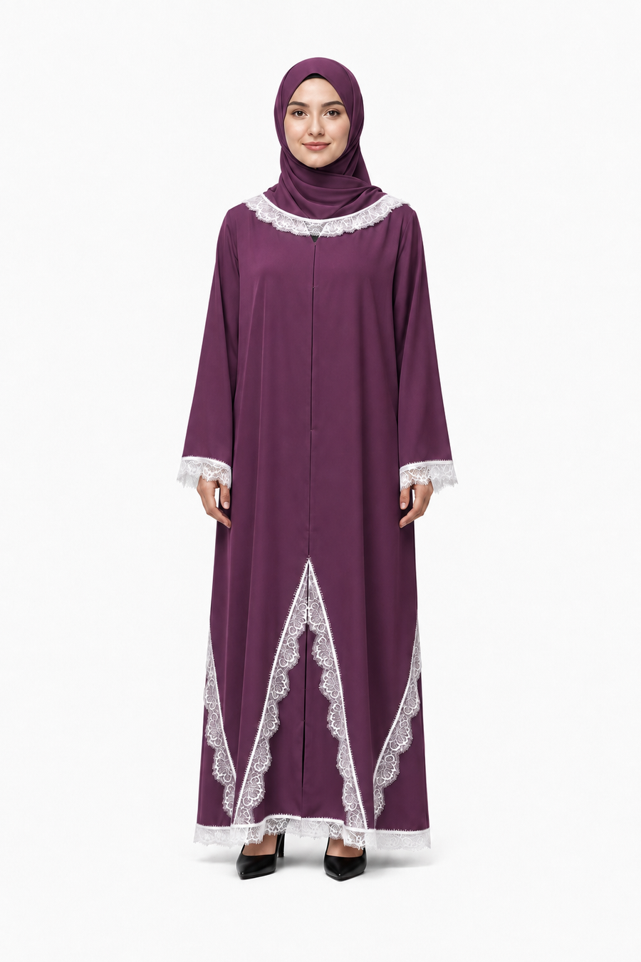 Orchid Pearl Dentelle Abaya 10012
