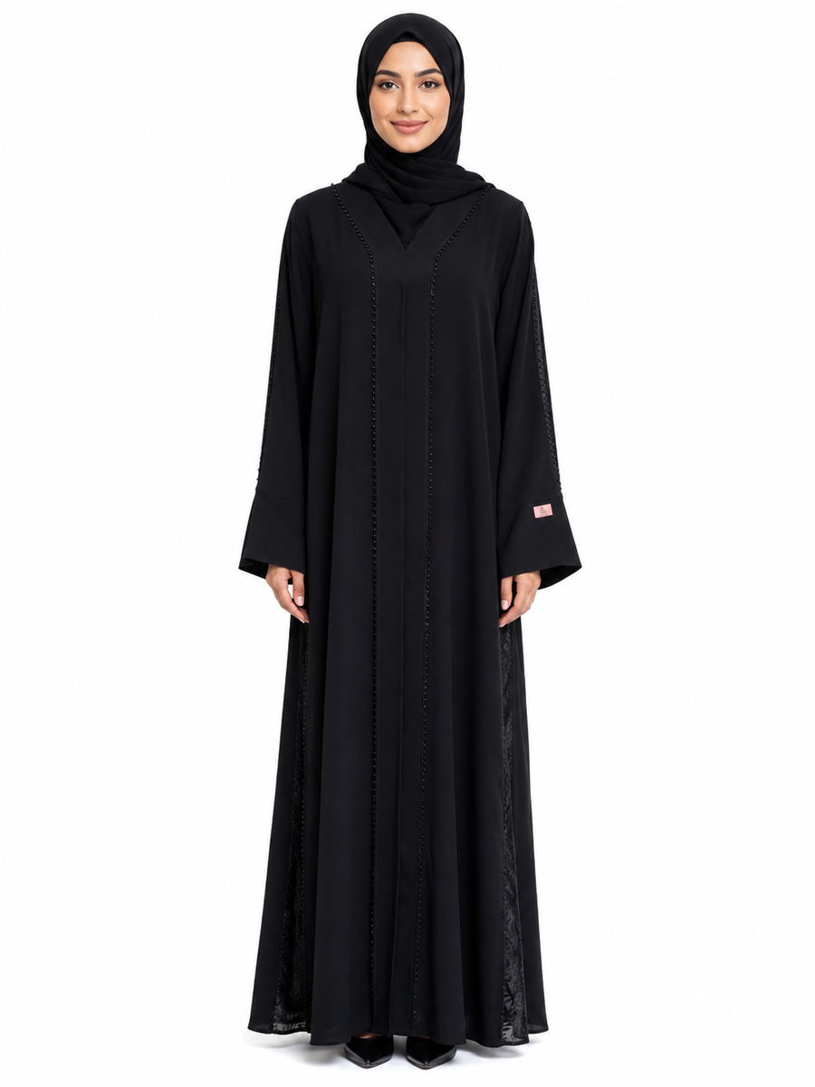 Noir Beaded Elegance Abaya 10078