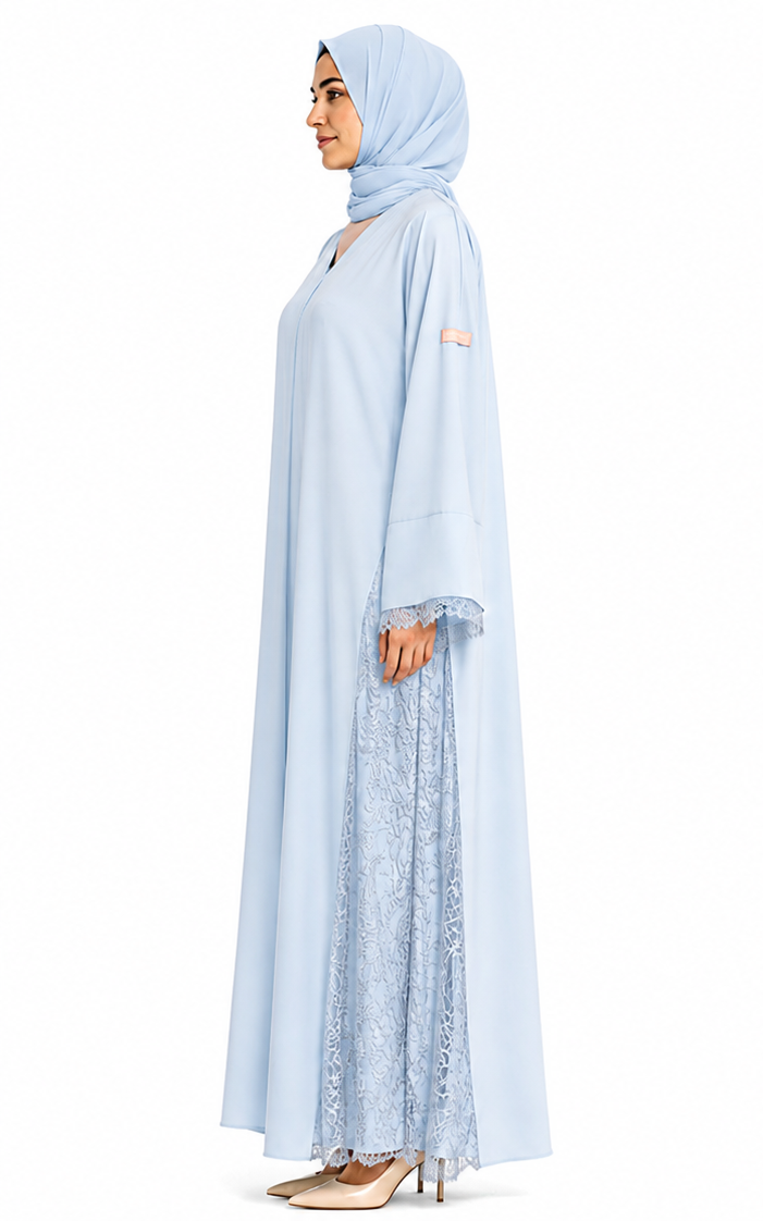 Celestial Blue Dentelle Abaya 1008