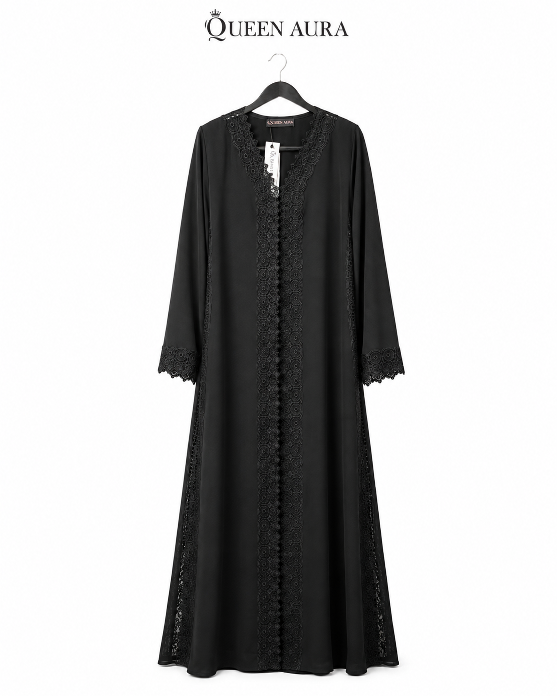 Noir Royale Dentelle Abaya 10055