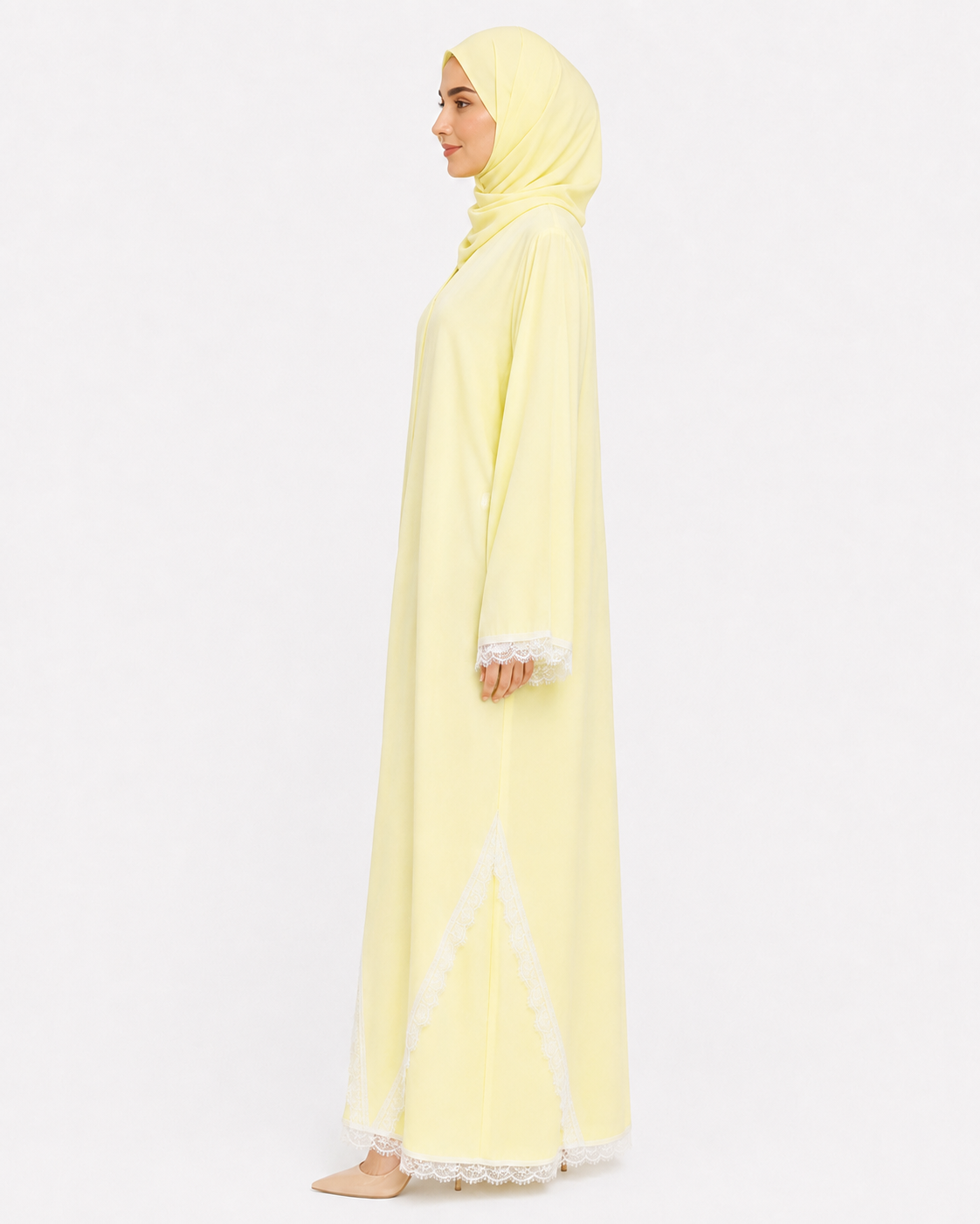 Lemon Dentelle Abaya 10038