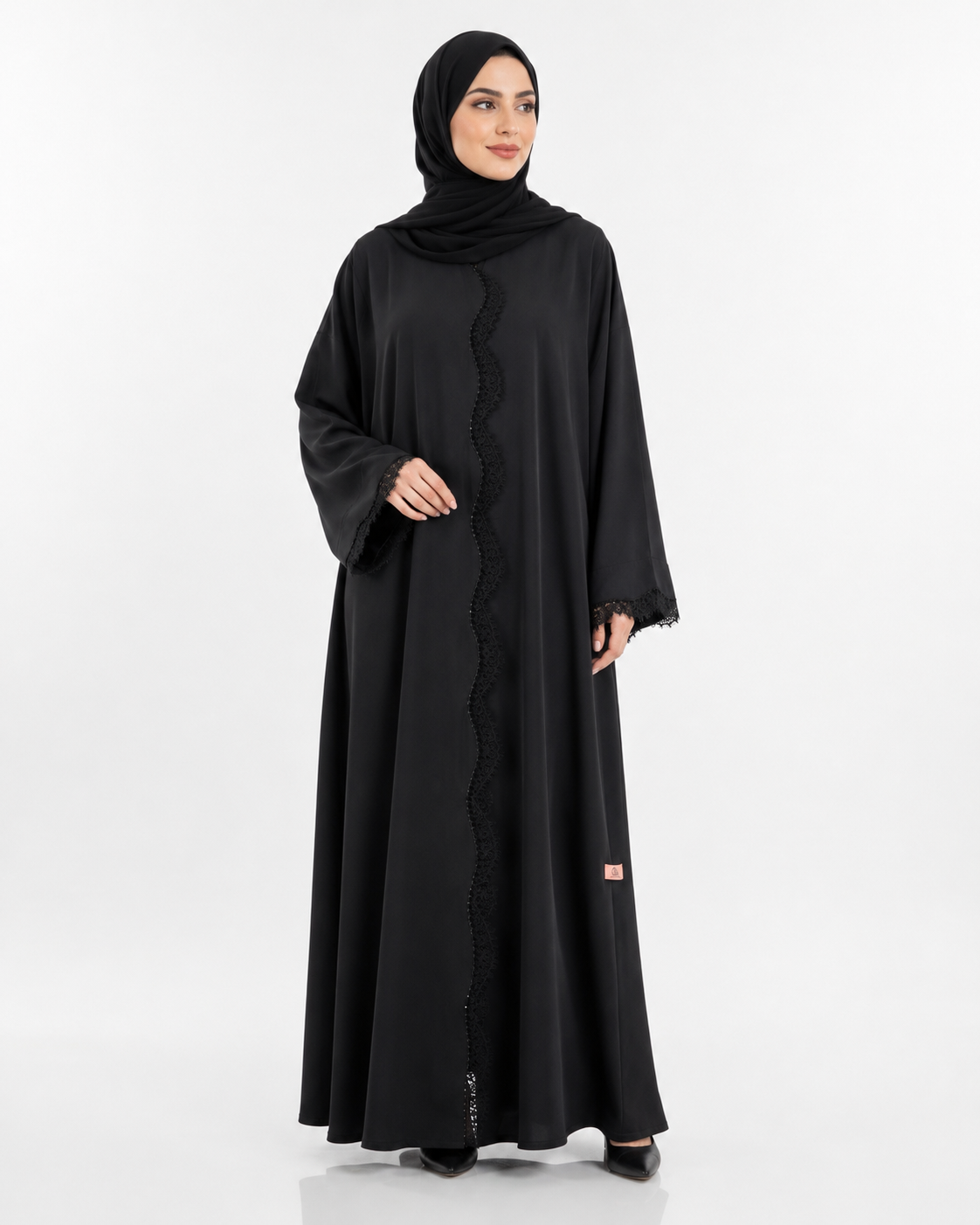 Noir Wave Dentelle Abaya 10050