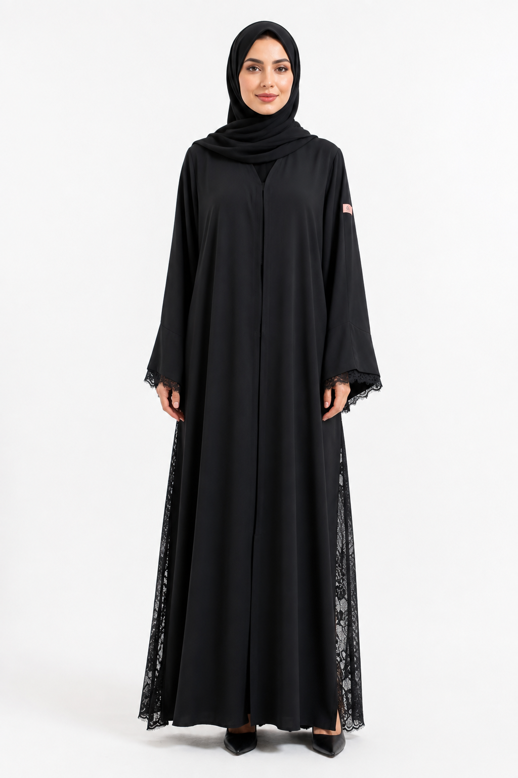 Noir Dentelle Flow Abaya 1004-52