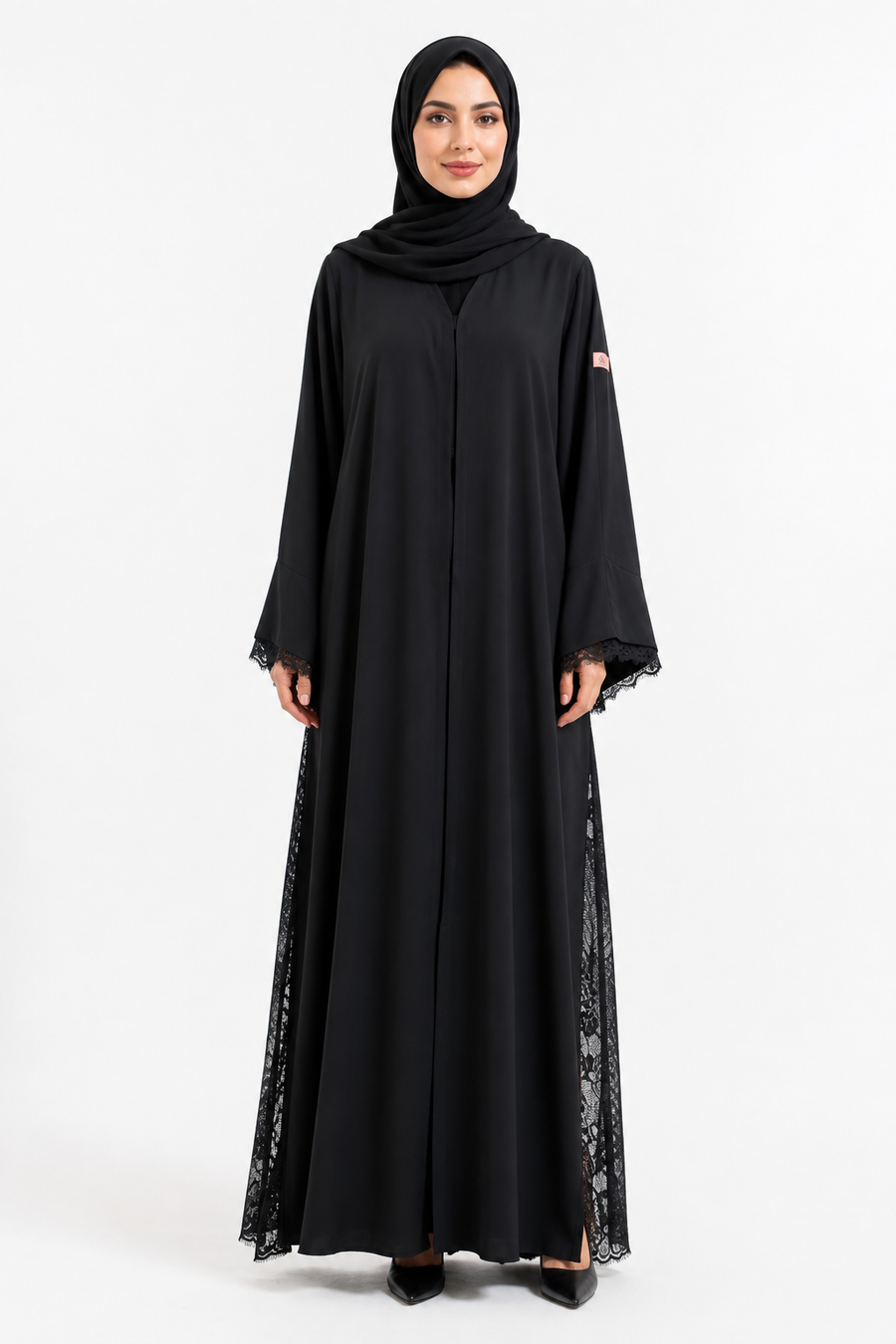 Noir Dentelle Flow Abaya 1004-52