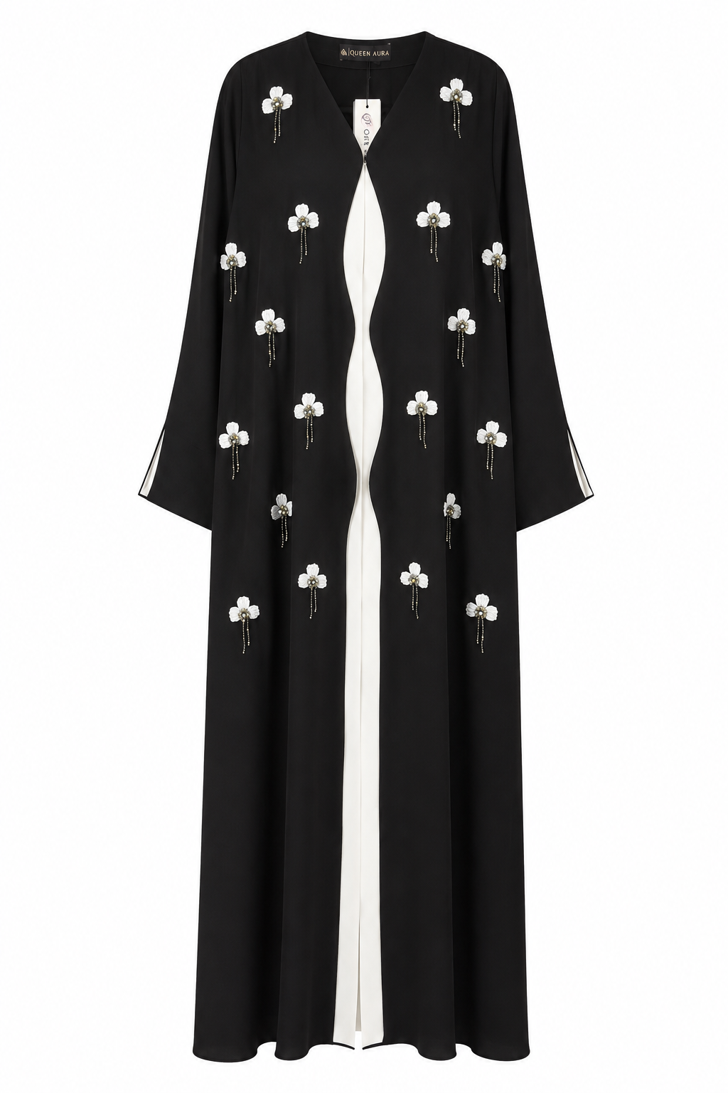 Pearl Blossom Noir Abaya 10073