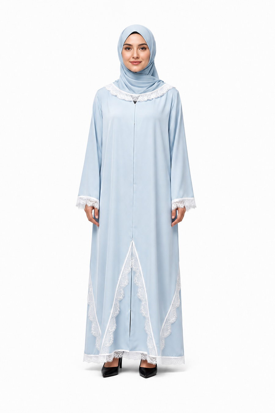 Celestial Blue Dentelle Abaya 1001