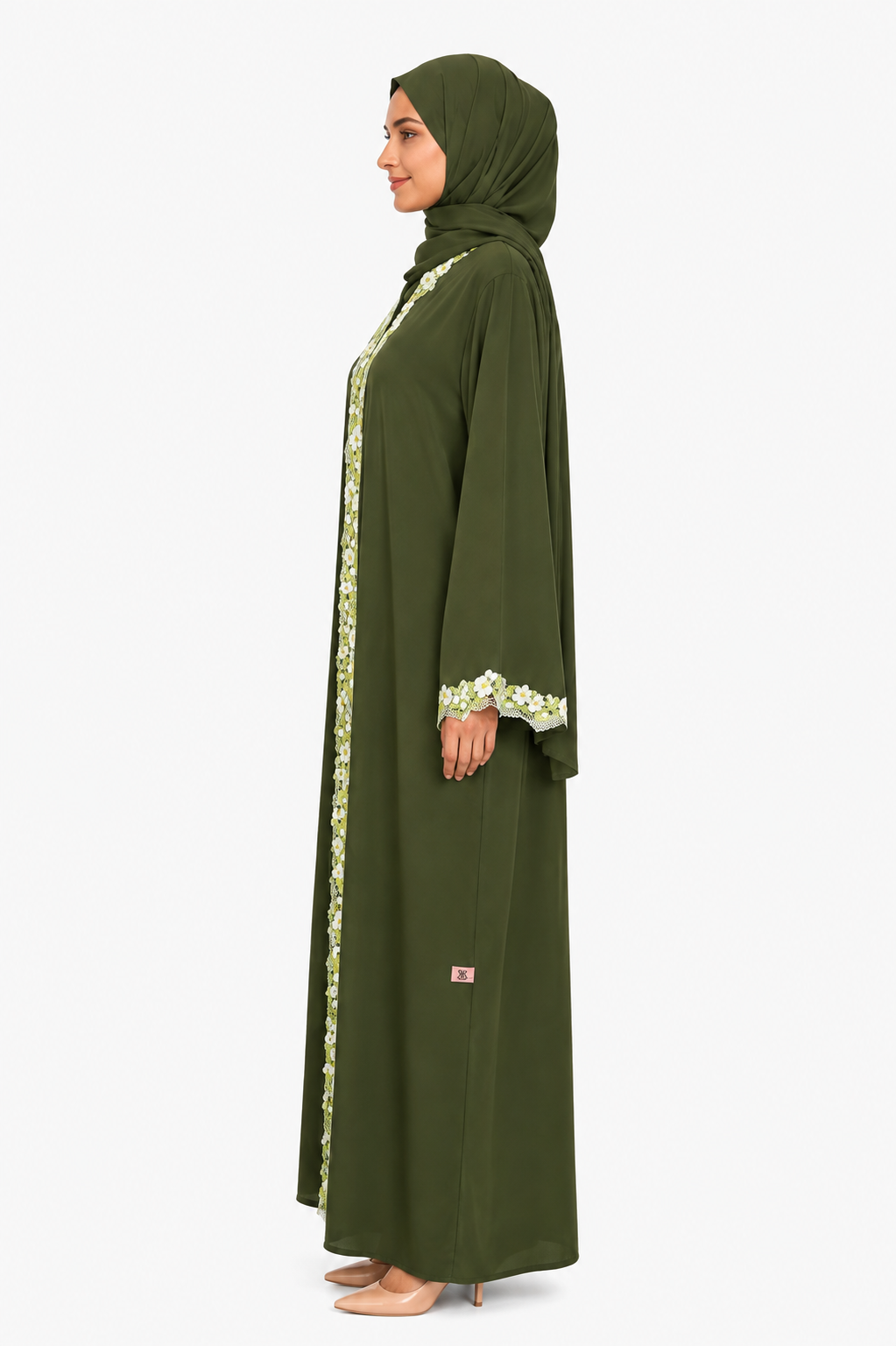 Olive Blossom Dentelle Abaya 10036