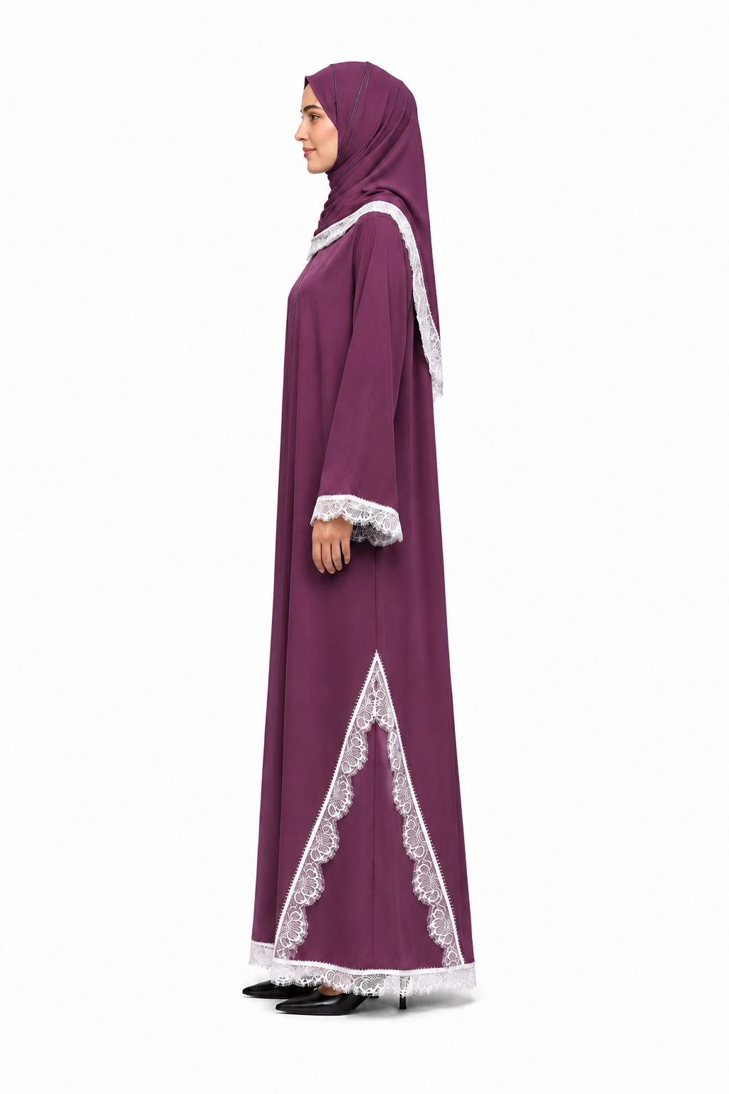 Orchid Pearl Dentelle Abaya 10012